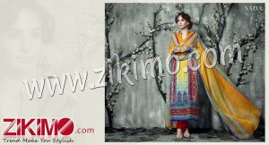 Zikimo Naziya 25805A Yellow and Red Winter Wear Digital Printed Pashmina Straight Suit