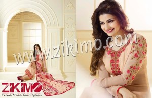 Prachi Desai 3038LightSalmon Embroidered Georgette  Semi-stitched Party Wear/Daily Wear Straight Suit