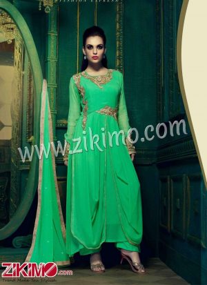Royal Palace 9008 GREEN GEORGETTE DESIGNER Wedding Wear Dhoti Anarkali Salwar Kameez