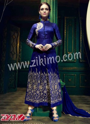 Royal Palace 9009 BLUE ART SILK GEORGETTE DESIGNER Wedding Wear Salwar Kameez