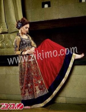 Vifaa B103 Red and Blue Net And Silk Embroidery Work Wedding Wear lehenga Choli