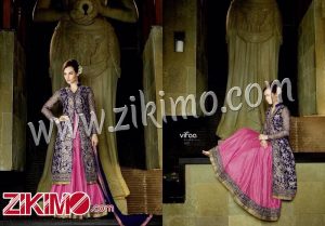 Vifaa B105 Blue And Pink Silk Embroidery Work Wedding Wear lehenga Choli