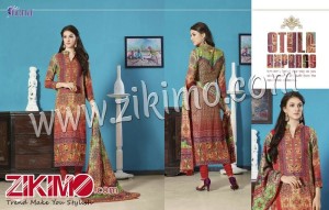 Fiona Zohraa 171Brown and Green Pashmina Digital Print Un-stitched Straight Suit With Pashmina Dupatta
