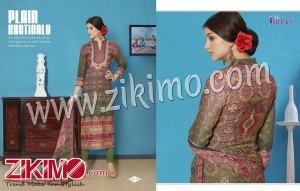 Fiona Zohraa 174 Green and Red Pashmina Digital Print Un-stitched Straight Suit With Pashmina Dupatta