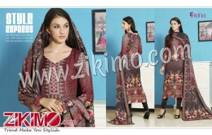Fiona Zohraa 177 Brown and Maroon Pashmina Digital Print Un-stitched Straight Suit With Pashmina Dupatta