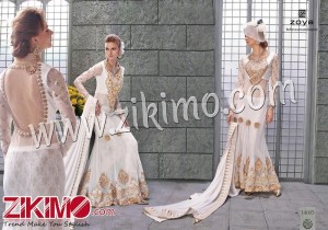 Feel Glad in White Stunning  Pant/Plazzo/Sharara Wedding/Party Wear Embroidered Flared Suit 14005