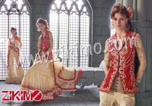 Zoya Red And Beige Pant/Plazzo/Sharara Wedding/Party Wear Embroidered Flared Suit 14006