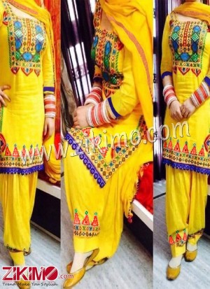 Zikimo  YELLOW Punjabi PATIYALA LATEST SALWAR SUIT