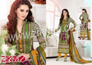 Zikimo Fiza 101Green and TurmericYellow Cotton Satin Party Wear/Daily Wear Un-stitched Straight Suit