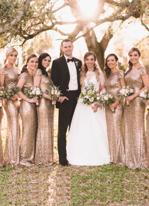 Beautiful Gold Sequined Bridesmaid Wedding Gown at Zikimo
