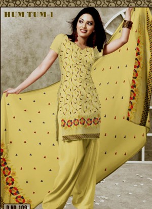 DarkYellow 109 Karachi Cotton Un-stitched Dress Material At Zikimo