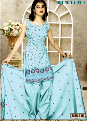 Light SkyBlue 110 Karachi Cotton Un-stitched Dress Material At Zikimo