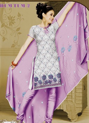 Lavendar and Violet 511 Karachi Cotton Un-stitched Dress Material At Zikimo
