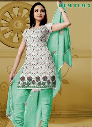 Ivory and LightSpringGreen 512 Karachi Cotton Un-stitched Dress Material At Zikimo