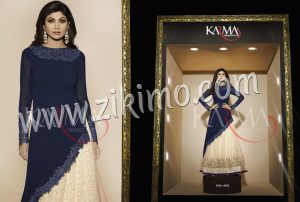 Karma 4503 Designer Party Wear Shilpa Shetty Blue Georgette Cut Work Embroidered lehenga Choli at Zikimo