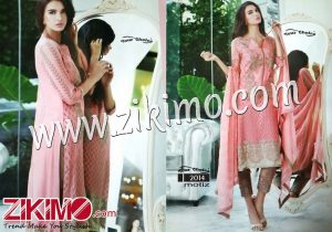 Zikimo Motiz2014 Pink and Brown Georgette Semi-stitched Party Wear Salwar Suit