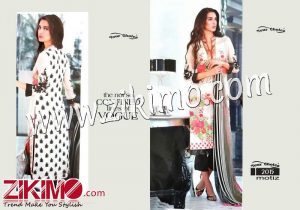 Zikimo Motiz2015 White and Black Georgette Semi-stitched Party Wear Salwar Suit