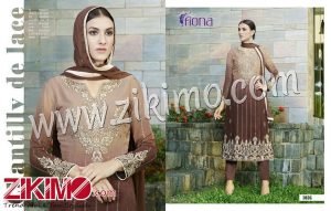 Zikimo Fiona Rukhsar1036 DarkBrown Georgette Un-stitched Party Wear Pakistani Suit