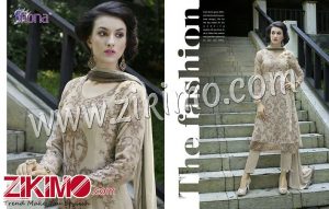 Zikimo Fiona Rukhsar1039 SandyBrown Georgette Un-stitched Party Wear Pakistani Suit