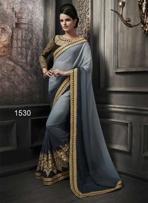 Designer Grey1530 Georgette Party Wear Bollywood Saree at Zikimo