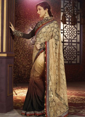Sophie Coffee Color 1545 Party Wear Jaquard Saree at Zikimo