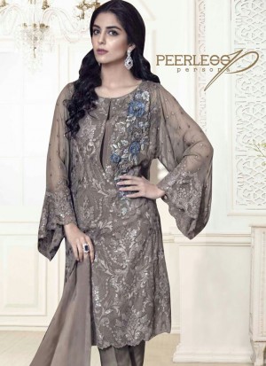 Stunning Brown 5005 Party Wear Pakistani Style Foux Georgette Pants/Plazo Suit At Zikimo