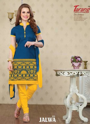 Jalwa 309 DarkCerulean and Yellow Embroidered Cotton Daily Wear Salwar Suit
