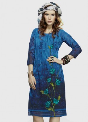 Glamorous Blue and Multicolor Party Wear 526B Lemon Georgette Kurti At Zikimo