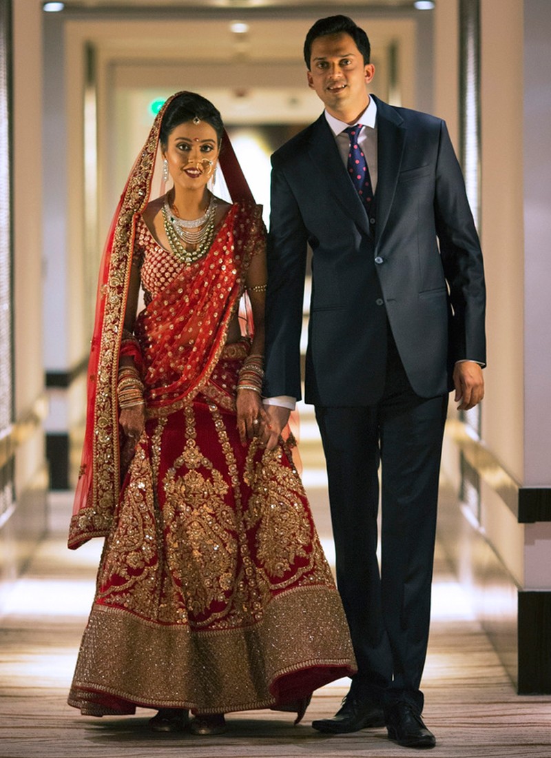 Red And White Indian Wedding Lehenga