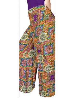 Magenta and Multicolor6056B Printed Rayon Daily Wear Stiched Plazo at Zikimo