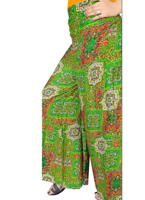 Green and Multicolor6056D Printed Rayon Daily Wear Stiched Plazo at Zikimo