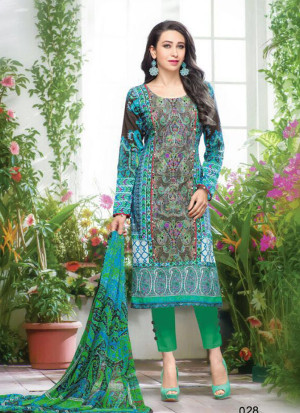 SkyBlue and OrangeYellow031 Printed Lawn Daily Wear Pakistani Suit