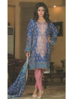RoyalBlue and DarkPink07A Embroidery Printed Lawn Pakistani Suit at Zikimo