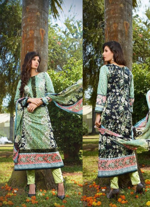 Multicolor and Black07 Embroidered Pakistani Cotton Daily Wear Suit At Zikimo