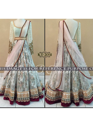 White RASAL NET &MONO NET Party Wear Wedding Indian Gown at Zikimo