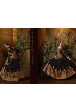 Black Golden8102 Heavy Embroidered Indian Wedding Floor Length Anarkali Suit at Zikimo