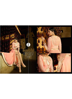 Peach Royal Georgette Leggi Pants Indian Wedding Salwar kameez at Zikimo