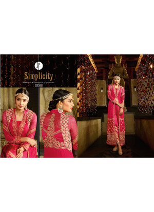 Magenta Full Embroidered Georegtte Leggi Pants Indian Wedding Salwar kameez at Zikimo