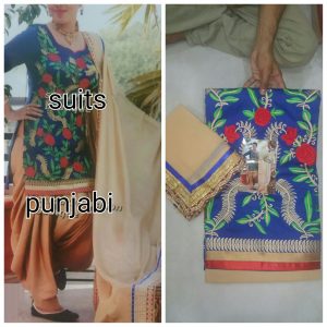 Light Blue Jam Cotton silk Punjabi Salwar Suit With Choiffon Duppta at Zikimo
