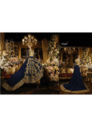 Royal Blue 42 net & Georgette Indian Wedding Party Wear Salwar Kameez At Zikimo