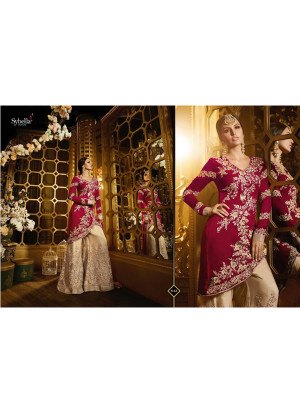 Magenta 43 Georgette Indian Wedding Party Wear Plazzo Sharara Kameez At Zikimo