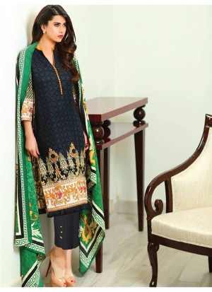 Black and White09 Embroidered Lawn Pakistani Style Indian Suit At Zikimo