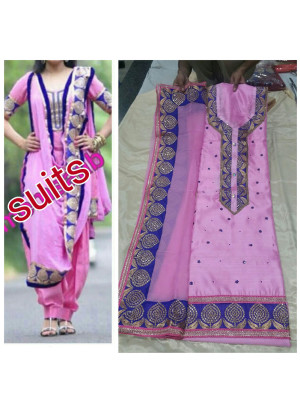 Ligh Pink Charlie All Silk All Over Punjabi Salwar Suit With Chiffon Duppta at Zikimo