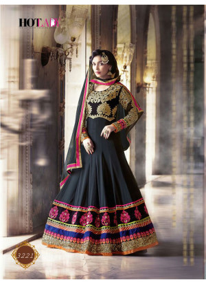 Black3221 Wedding Wear SemiStitched Anarkali Suit at Zikimo