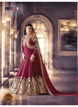 Maroon3224 Wedding Wear SemiStitched Anarkali Suit at Zikimo