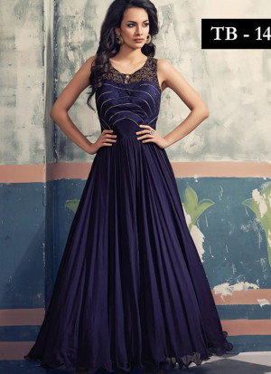 NavyBlue Georgette Embroidered Floor length Anarkali Suits at Zikimo