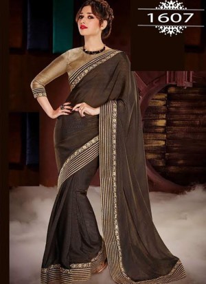 Black1607 Georgette Party Wear Indian Wedding Saree at Zikimo
