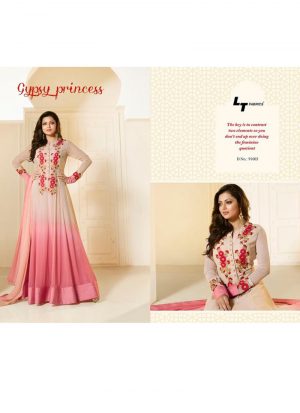 Offwhite and DullPink91003 Georgette Net Party Wear Anarkali Designer Suit at Zikimo
