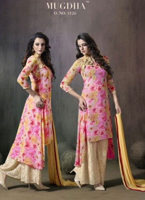 Beige and Multicolor1226 GeorgetteSilk Zari Diamond Work Apple Cut Plazo Suit at Zikimo