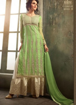 Green3001B Chiffon Embroidered Wedding Party Plazo Suit at Zikimo